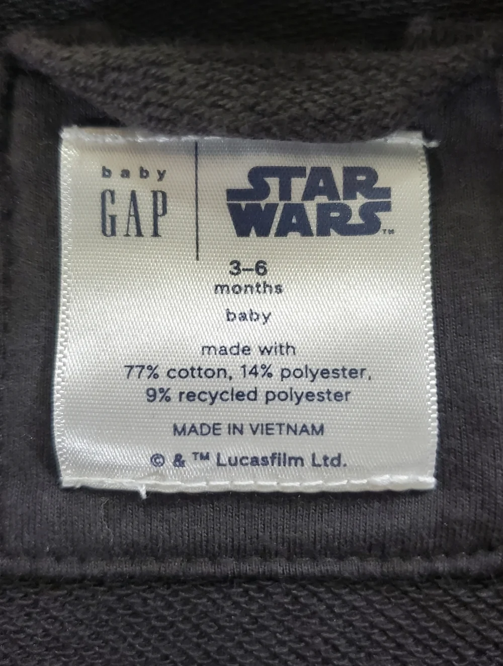 K1389 * Baby Gap x Star Wars Yoda Varsity Hoodie Jacket Gray Green Size 3/6 M